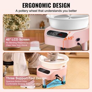 Tornio per Ceramica Elettrico da 350W con Schermo Touch LCD, Azionamento Diretto, 1000 giri/min, Pedale per Lavorazione Ceramica e Smaltatura - Product Image 6