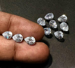 Moissanite blanche D VVS-VS de laboratoire, taille poire, certifiée GRA, effet de couleur/feu, pierres précieuses en vrac pour la fabrication de bijoux, KGN SILVER - Product Image 3