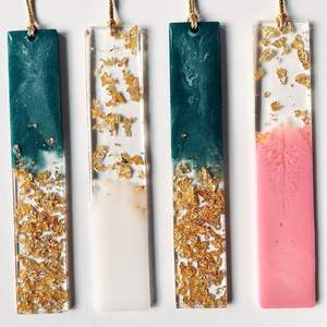 Marcadores de Libros Elegantes de Resina Negra y Dorada, Detalles de Hojuelas Doradas de Lujo, Marcadores de Lectura Hechos a Mano, Perfectos para Regalos, Exportaciones de Artesanía - Product Image 2