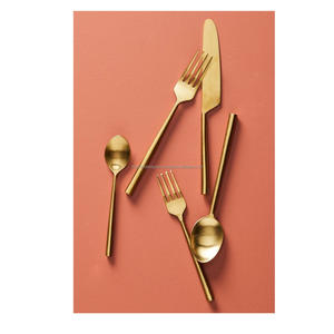 Juego de cubiertos de acero de diseño único, utensilios de cocina modernos ligeros, juego de cubiertos dorados para servir alimentos en eventos más vendidos - Product Image 5