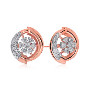 Boucles d'oreilles clous en or rose 18 carats avec diamants de laboratoire taille brillant rond, bijoux classiques pour femme à porter au quotidien - Product Image 2