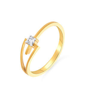 Anillo de Oro Amarillo de 18K, Diseño Moderno con Diamante Redondo para Mujer, 0.35 Ct, Proveedor Mayorista para Compromisos - Product Image 1