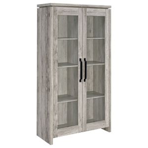 Mobile alto a 2 ante Myerson in legno ingegnerizzato grigio Driftwood per soggiorno - Product Image 2