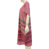 Vestido Casual Corto Tipo Kaftan para Mujer con Cintura Elástica, Largo hasta la Rodilla, Estampado Floral, para Uso Diario en Verano, Mezcla de Rayón por Chrysanta
