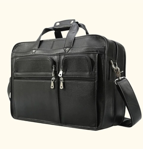 Maletín de Cuero con Cierre de Cremallera, Organizador, Unisex, para Negocios y Trabajo, 20-35L, Estilo con Asa Suave - Product Image 1