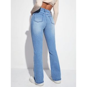 Jeans de Mezclilla Ajustados de Estilo Retro en Azul Hielo, Corte Boot Cut, para Mujer, Verano y Otoño, Cómodos y Transpirables, Talla 26-40 - Product Image 4