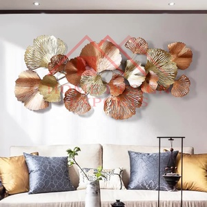 Último diseño de lujo oro Ginkgo hojas Metal pared decoración hogar arte sala de estar/nuevo estilo moderno abstracto pared arte escultura - Product Image 2