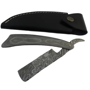 Navaja de Afeitar de Acero de Damasco Premium, Herramienta Tradicional para Afeitar, Construcción Metálica Hecha a Mano, Filo Afilado y Duradero, Agarre Cómodo para Barba - Product Image 3