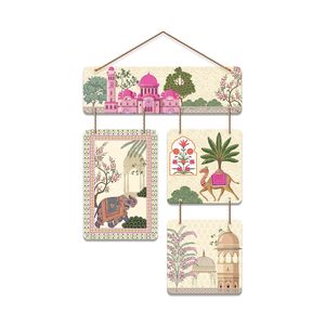 Handcrafted Indian Heritage Wooden Wall Hanging <b>Decor</b> Multi Panel Mughal Art <b>Elephant</b> Camel Palace Wall Decoration for Room - Product Image 3