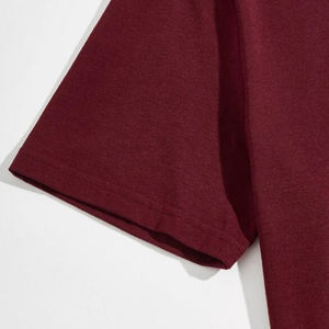 Ensemble t-shirt et short en coton uni pour homme, col rond, manches courtes, coupe classique, vêtements décontractés, bordeaux - Product Image 3