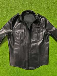 Men <b>Winter</b> Plain Dyed <b>Leather</b> <b>Jacket</b> Casual Long Sleeve Slim Fit Stand Collar Two Pocket Outerwear for Office Daily Wear - Product Image 1