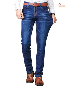 กางเกงยีนส์เดนิมสีเข้มทรงสลิมฟิตยืดได้สำหรับผู้ชาย แบรนด์ดัง ลายพิมพ์ไม่ซ้ำใคร เป็นมิตรกับสิ่งแวดล้อม ทรงคลาสสิก ตรง เรียบหรู เหมาะสำหรับธุรกิจ - Product Image 1