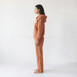 Conjunto Deportivo Vintage para Mujer, Lavado Ácido, Sudadera con Cremallera y Pantalones de Chándal de Algodón, Estilo Desgastado, Logotipo Personalizado, Ropa Urbana Diaria - Product Image 3