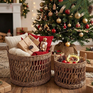 Cesta de Almacenamiento de Mimbre Natural para Decoración Navideña, Precio Económico al por Mayor, Cesta Tejida de Ratán, Hecha en Vietnam - Product Image 1