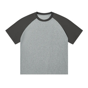 <b>Men's</b> Gray White <b>Raglan</b> Sleeve O-Neck Eco-Friendly Streetwear Casual <b>T</b>-<b>Shirt</b> Oversized Fit Solid Color Jersey Knitted Blank - Product Image 5
