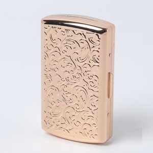 Étui à cigarettes moderne en métal or rose, porte-cigarettes fin de poche avec motif gaufré complexe, boîte de rangement protectrice anti-écrasement - Product Image 1