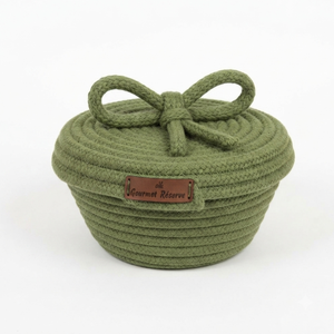 Nouveaux articles : élégant panier-cadeau en coton pour le Ramadan, forme ronde avec détail nœud, fait main au Vietnam, pour la collection Ramadan Kareem - Product Image 6