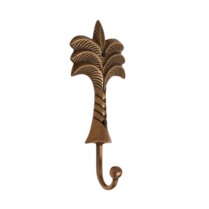 Gancho de pared de metal con diseño de palmera tropical, dorado antiguo, decorativo, individual, montado en la pared, para llaves, batas y toallas, para decoración costera - Product Image 1