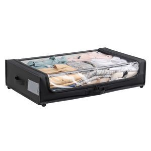 Set di 2 Contenitori Salvaspazio Sottoletto con Ruote, Scorrimento Fluido Multidirezionale e Coperchio Trasparente - Product Image 6
