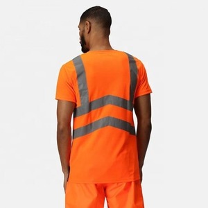 เสื้อยืดสะท้อนแสงสำหรับผู้ชาย สีส้ม โพลีเอสเตอร์ ชุดทำงาน เสื้อยืดทำงาน - Product Image 3