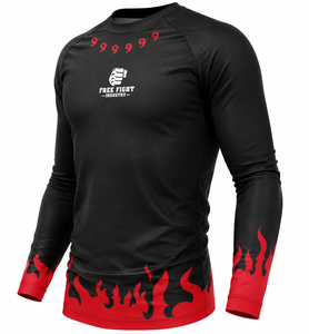 Free Fight Industry Men's Short Sleeve UPF50+ Breathable Rash Guard Black Red <b>Flame</b> Print Quick Dry Compression <b>Shirt</b> - Product Image 3
