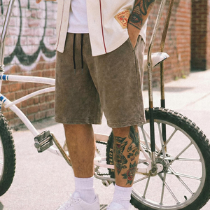 Lightweight Custom Vintage Loose Blank Acid Wash Plain Sun Faded Screen Printing Streetwear Clothing for Men Summer Shorts - Product Image 6