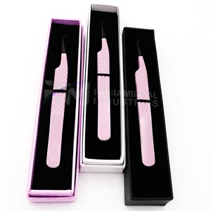 <b>Pink</b> Stainless Steel Eyelash Tweezers Precision Tip Professional Lash Extension <b>Tool</b> <b>Box</b> Packaging - Product Image 6