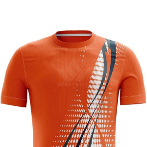 เสื้อวอลเลย์บอลผู้ชายสีส้มลายกราฟิก คอกลม แขนสั้น ผ้าโพลีเอสเตอร์ซับเหงื่อ ระบายอากาศได้ดี - Product Image 3
