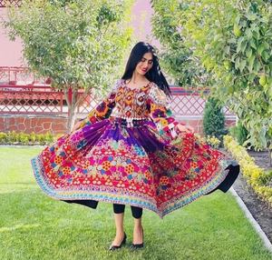 2020 Venta caliente vestido de fiesta Kuchi tradicional Vintage seda étnica Salwar Kameez inspirado cultura afgana/paquistaní multicolor - Product Image 6