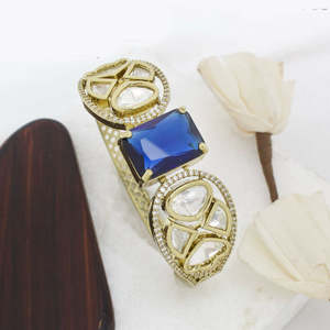 Jewelemarket Openable AD <b>Beaded</b> Dark Blue <b>Gold</b> Plated Fine Jewelry <b>Bracelet</b> - Product Image 1