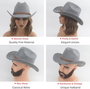 Southwestern Cowboy <b>Hat</b> Wool Felt Wide Brim Cattleman Crown Feather Beaded <b>Band</b> Western <b>Hat</b> - Product Image 3