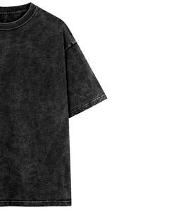 Camiseta Negra Lavada de Gran Tamaño para Hombre, Algodón, Estilo Vintage, Lavado Ácido, Ropa Urbana Informal de Verano, Logotipo Personalizado, Fabricante OEM, Proveedor - Product Image 4