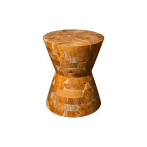 ARTERRA Meubles de salon de luxe, table d'appoint en teck faite à la main, style sablier, motif de grain naturel rustique - Product Image 2
