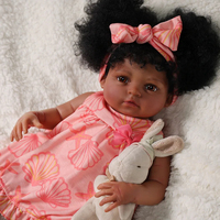 Poupée Reborn Babeside Ama 20'' Bébé Fille Afro-Américaine, Jouet Doux, Poupée Mannequin, Mini Jouet avec Ensemble Coquillages d'Été