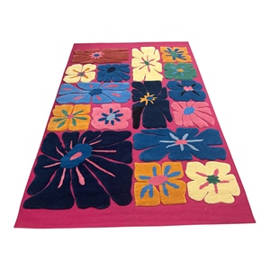 Alfombra Dhurrie de Lana Hecha a Mano, Diseño Abstracto Moderno, Pelo Corto, Ecológica, Antibacteriana, Antideslizante, Apta para Mascotas - Product Image 1