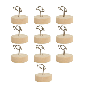 Porte-numéros en métal au design minimaliste avec base en bois, organisateur de bureau, porte-cartes de table - Product Image 5
