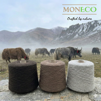 Fil à tricoter 100% pur en laine de yak de Mongolie MONECO |   Fil de laine naturelle non teinte, écologique, de luxe, filé à la main, 22/2, 26000m