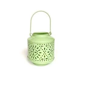 Lanterne porte-bougie en métal miniature de haute qualité, finition émail vert gravée à la main, pour la maison, l'hôtel, le restaurant - Product Image 1