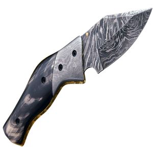 มีดทำมือคุณภาพสูงจากเหล็กดามัสกัส สำหรับกิจกรรมกลางแจ้ง ใบมีดแบบ Fixed Blade ด้ามไม้ พร้อมปลอกหนัง เหมาะสำหรับการล่าสัตว์ ตั้งแคมป์ เดินป่า และการผจญภัย - Product Image 3