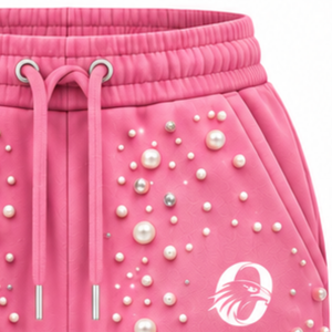 Pantalones Jogger con Cuentas de Perlas Rosas para Mujer, Pantalones Deportivos con Cordón Ajustable, Ropa Casual de Lujo, Pantalones de Felpa Personalizados - Product Image 6