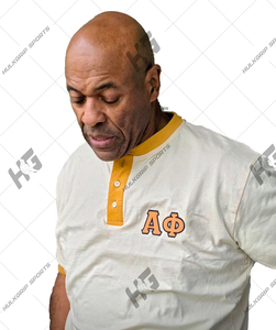 Camisa Universitaria Personalizada Alpha Phi Fraternity para Hombre, 200 Gramos, Patrón Sólido Bordado, 100% Algodón Transpirable, Estilo Hip Hop - Product Image 4