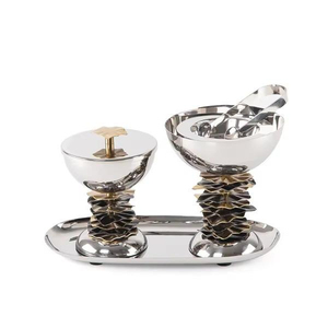 Juego de quemador de incienso portátil de metal con tapa y bandeja a juego para aromaterapia, decoración de mesa para el hogar, quemador de Bakhoor para Ramadán. - Product Image 4