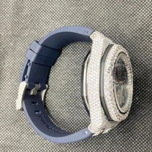 Luxury <b>Men's</b> Stainless Steel Chronograph Watch Analog Quartz Movement Rhinestone Dial <b>Silicone</b> <b>Band</b> 20mm 13.5mm Case - Product Image 6