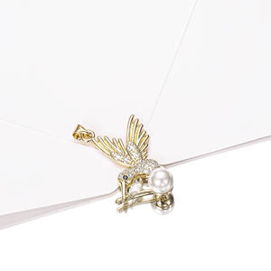 925 Silver Gold Plated <b>Hummingbird</b> Bird Pendant Lab Grown Diamond Pear Cut Trendy Women's <b>Necklace</b> - Product Image 3
