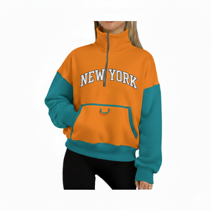 Pull-over léger à col montant semi-zippé en mélange polyester/coton à manches longues, en polaire d'hiver, avec logo personnalisé, vente en gros - Product Image 6