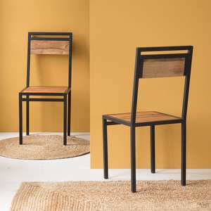 Chaise cantilever Vandana Lyra Terra en bois d'acacia et rotin (lot de 2) - Product Image 1