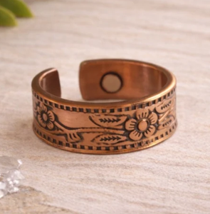 Bague ouverte en cuivre pur massif, style vintage, motif tressé torsadé, surface à bordure à rainures superposées et bord plat - Product Image 2