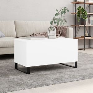 Tavolino da caffè medio bianco in legno ingegnerizzato e metallo - Product Image 1
