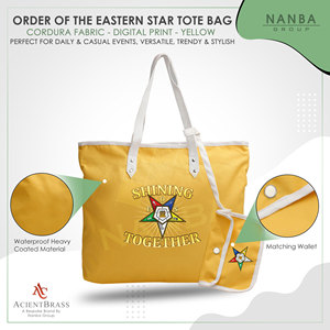กระเป๋าถือสีเหลือง OES Shining Together Order of the Eastern Star Journal Masonic Eastern Star สำหรับสุภาพสตรี พร้อมกระเป๋าใบเล็ก - Product Image 3