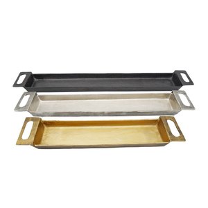 Bandeja de Servicio de Aluminio Esmaltado con Asa para Té, Café y Aperitivos, Hecha a Mano, Suministros para Hoteles - Product Image 1